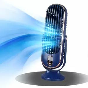 Vvikizy 데스크탑 타워 팬 테이블 조용한 회전식 USB 전원 공급 (차량 및 가정용) (블루)