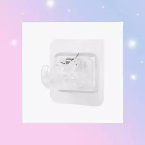 무타공 부착식 커튼봉후크 받침 강력 투명형 고정 고리 브라켓