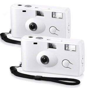 결혼식 플래시 필름 카메라용 흰색 일회용 카메라 35mm 200ISO 17 신부 들러리 생일 기념 파티 선물용 2개 _BG
