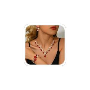 앵클퀸 실버 프롬 주얼리 결혼식 빛나는 밝은 의상 신부 목걸이 귀걸이 팔찌 세트 들러리 다인 라인스톤 파티 액세서리