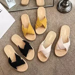 스웨이드 크로스 꼬임 플랫 여성 3컬러 슬리퍼 ZG-X4N WFA7D6D