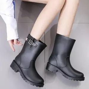 스티치 디테일 포인트 여성 버클 패션 레인부츠 WF8AAC3