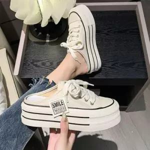 편한 뮬 운동화 통굽 스니커즈 캔버스 키높이 블로퍼 WF87FA1