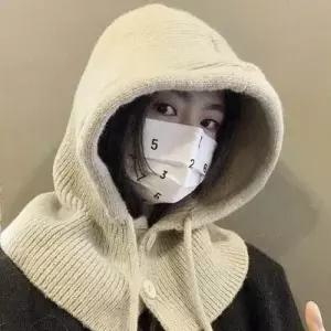 여자 겨울 데이트 룩 후드 바라클라바 니트 모자 코디 WF80962