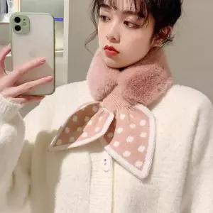 포근한 캐주얼 땡땡이 리본 데일리 쁘띠퍼 머플러 WF7B24E