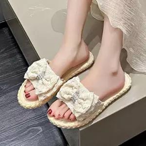 큐빅장식 리본 뮬 슬리퍼 말랑한 인솔 편한 슬리퍼 WF7962C