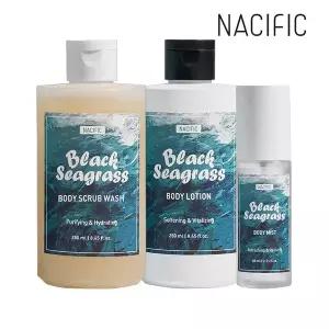 [네시픽] 블랙 씨그래스 바디 스크럽 250ml x1개+바디 로션 250ml x1개+바디 미스트 80ml x1개