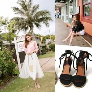 스트랩 끈 굽 샌들 WE9806A