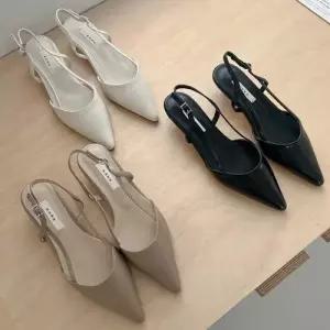 슬림 쉐입 앞코 데일리 무드 컬러 미들굽 슬링백힐 WE7F9CC