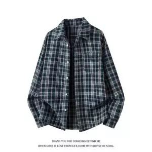 캐주얼 남성용 빅사이즈 셔츠 긴팔 솔리드 체크 원픽1