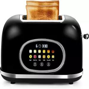 로터 몬드 2 슬라이스 토스터 스마트 터치 스크린 디지털 타이머 슬립 모드 베이글 취소 및 제상 기능이
