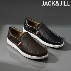 잭앤질 소가죽 삼선포인트 남성 슬립온 로퍼(JA6254M)