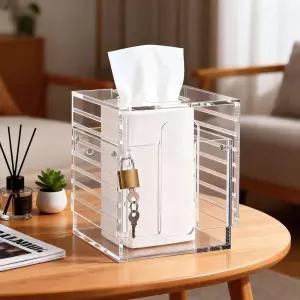 AceOrbit 조절 가능한 소독 물티슈 홀더, 잠금 투명 아크릴 벽 마운트 클리닝 디스펜서, 주방 욕실 가정용