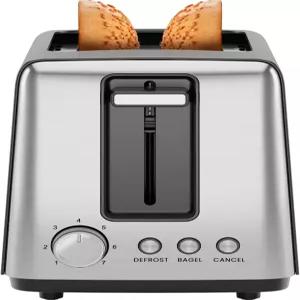 셰프맨 2 슬라이스 토스터 7가지 그늘 설정 탈착식 크럼 트레이 두꺼운 빵 및 베이글 토스터(해동 취소