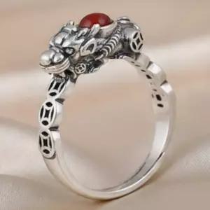 행운 재물운 비휴 원석 엽전 은 반지 앤틱 부적 오픈링 은반지 가락지