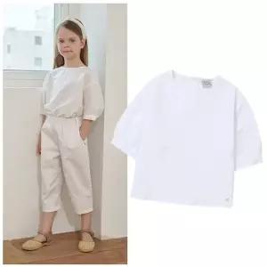 빈2 BA22BL03WT 아동 여아 화이트 와이드 블라우스