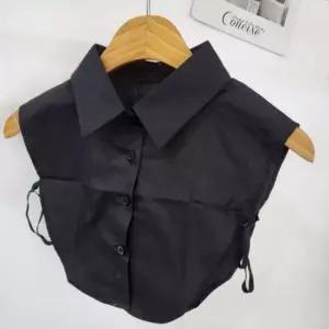 [애슬릿] 페이크 카라 셔츠 레이어드 화이트 블랙 넥 케이프