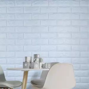 붙이는 벽돌 스티커 폼블럭 두꺼운 단열벽지 2.5M 스카이블루