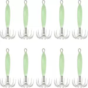 파티킬 12g 야광 오징어 지그 후크 10개 커틀피시 슬리브 소금물 낚시 미끼 야광과 12개의 스테인리스 스틸