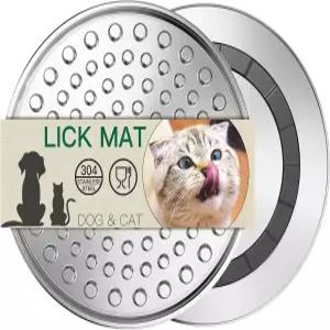 개 고양이용 스테인리스 스틸 핥기 매트 공격적인 츄어용 슬로우 피더 패드 미끄럼 방지 헤비 듀티 베이스