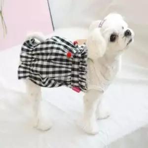 [반려] 애견 체크 원피스 (블랙) 애견옷 강아지봄옷
