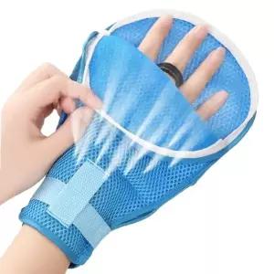 손 보호 장갑 치매 환자용 노인 실버 메쉬 억제대 안전 의료 요양 통풍 블루 고정