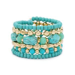 디시티노 보호 비치 비즈 여성용 여름 보헤미안 랩 스태커블 팔찌 크리스탈 골드 레이어드 패션 주얼리 세트 핸드메이드 선물