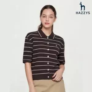 [롯데백화점]헤지스레이디스 [26SS] 도비조직 스트라이프 반팔 폴로 가디건 HSSW6B301