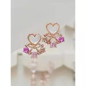 [하프클럽/볼라레]볼라레 세이브존03 볼라레 자개하트 핑크가든 은침 귀걸이 AQSSS1911A