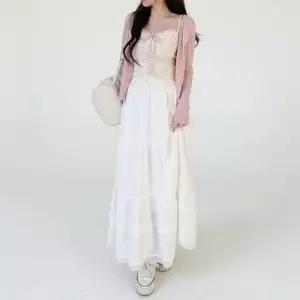 |CHK1975|여성 일상 로맨틱 여름휴가 레이스 플레어 롱 치마