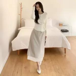 |KHK197E|여성용 시스루 레이어드 롱 스커트 봄 여름용