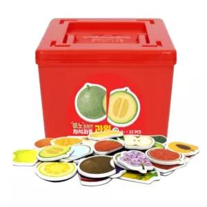 유치원 학습교구 자연학습 그림 인지발달 고무자석 퍼즐 과일 32p 교육완구 칠판
