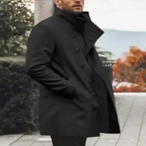 남자 체크코트 가을 모직 하프코트 캐주얼 오버핏 스타일 남성 엘럽 칼라 자켓 루즈핏