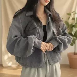 [신세계라이브쇼핑][옷자락] 여성 가을겨울 코듀로이 벌룬소매 숏자켓