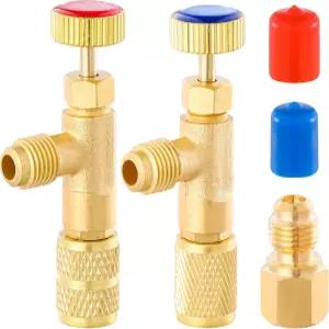 R12 R410 냉매 충전 밸브 황동 탱크 어댑터 안전 흐름 제어 볼 R22-1/4 수컷에서 1/4 암컷 R410-1/4 5/16