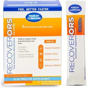 RecoverORS 8 in 1 전해질 분말 및 비타민 C 방어 수분 공급 듀얼 케토 식품 친화적 칼륨 보충제 부스터
