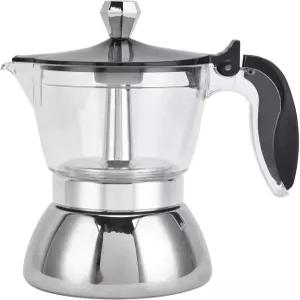 가비가인 모카 인덕션 스토브탑 스트롱 커피 메이커 포트 프리미엄 크리스탈 쉐이프 탑 - 4컵 클래식