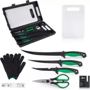 Pak 11-Pc 생선 필레 나이프 세트 - 청소 키트 낚시 장비 바비큐 가위