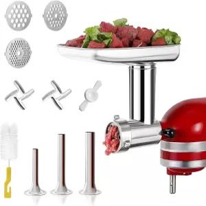 주방 보조 믹서용 스테인리스 스틸 식품 그라인더 부착물 3개의 소시지 스터퍼 및 그라인딩 플레이트가
