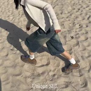 빈티지 여자 데님 하이웨스트 워싱 청반바지 일자 반바지 슬림핏 5부 7부 원픽1