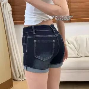 여성용 빈티지 가을 핫팬츠 롤업 수염 힙업 웨이스트 워싱 고양이 슬림핏 반바지 스판 청반바지 로우 원픽3