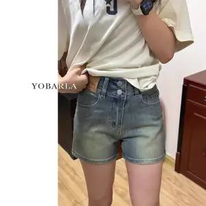 빈티지 가을 여성 청 하이웨스트 몸매 반바지 핫팬츠 A라인 빅사이즈 청반바지 스판 배 슬림핏 원픽3