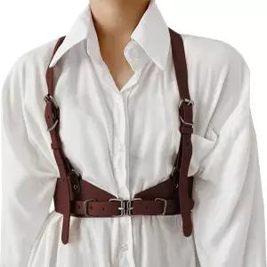 여성용 해피 체리 하네스 벨트 드레스 블라우스용 펑크 PU 가죽 패션 액세서리