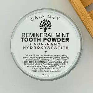 레미네랄 민트 천연 치아 파우더 + 유래 하이드록시아파타이트 - 플라스틱 및 밀가루 무첨가 (2온스)