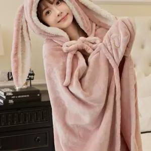 토끼 망토 담요 겨울 따뜻한 옵션 극세사 135cmX85cm 캠핑 블랭킷