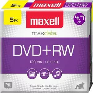 Maxell 634045 DVD-RW 블랭크 디스크 - 슬림 주얼 케이스 포함 재작성 가능한 4.7Gb 최대 120분 및 4배