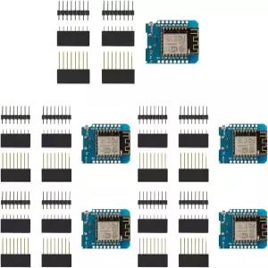 hiBCTR 5pcs Mini ESP8266 ESP-12F 노드MCu 아두이노와 호환되는 핀 헤더가 있는 4M 바이트 WiFi 모듈