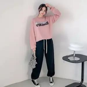 여성 봄 가을 배색 맨투맨 조거팬츠 트레이닝 세트 츄리닝 셋업 PST0477S 빅사이즈 루즈핏