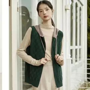 후드 자카드 니트베스트