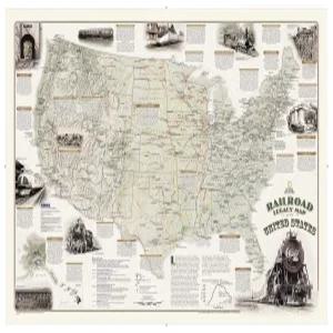 미국 내셔널 지오그래픽 철도 유산 지도 - 적층형(포스터 크기 36 x 24인치)(내셔널 참조 지도)